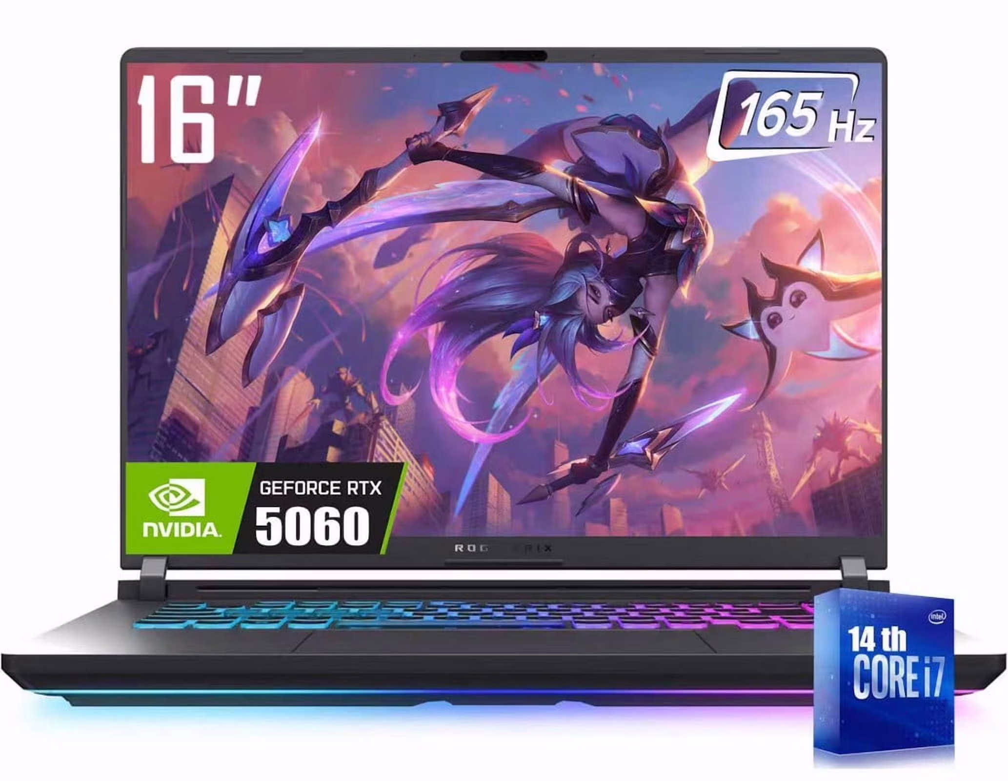 ASUS ROG Strix G16 Gaming Laptop, 16" 1920 x 1200 FHD+ 165Hz Display, 14th Gen Intel 16-Core i7-14650HX, NVIDIA GeForce RTX 5060 8GB GDDR7, RGB Backlit KB, Win11 Home(16GB DDR5 * 1TB SSD)
