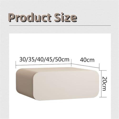 Wall Mounted Floating Nightstand with Drawers - Solid Wood Floating Bedside Table for Bedroom or Bathroom, Space-Saving (Color : Khaki, Size : 50 * 40 * 20)