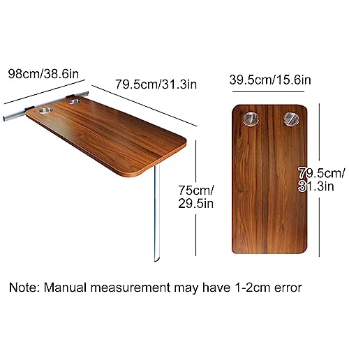Rv Dinette Table, Wall Mounted Desk, Folding Wall Table, Fold Down Table, Wall-Mounted Table, White Adjustable Steel Brackets, for Rv, Home Office, Bedroom or Kitchen (Wood Grain 39x79cm/15x31in)