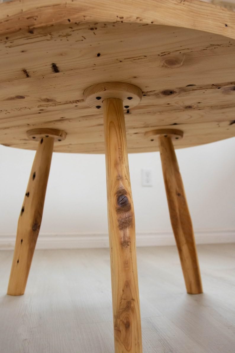 Recycled Wooden Tripod Table, Circle Top Coffee Table, Maximalist Furniture, Farmhouse Coffee Table, Modern Contemporary Living Room Furniture, 30