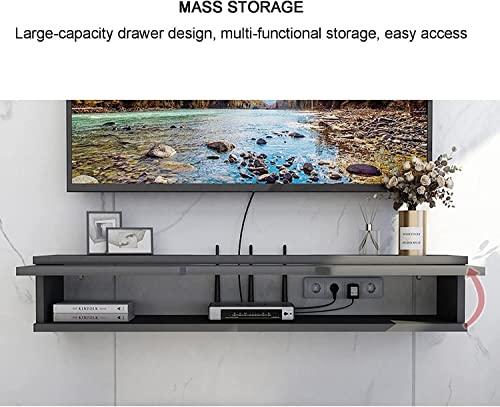 Wall Mounted Tv Unit 70/90/110Cm Set-Top Box Shelf,Wall-Mounted Small Media Console,Floating Tv Cabinet Tv Stand,Bedroom Wall-Mounted Storage Shelves