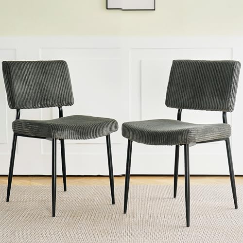 Modern Grey Dining Chairs Set of 4, Mid-Century Kitchen Chairs, Curved Back Velvet Fabric Dining Chairs for Dining Room, Living Room and Kitchen
