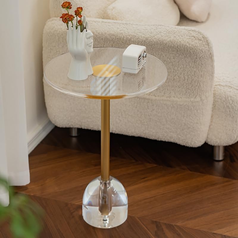 End Table Round End Table Clear Acrylic Coffee Table Premium Side Tables Freestanding Tray Table Compact and Lightweight Bedside Table Space-Saving