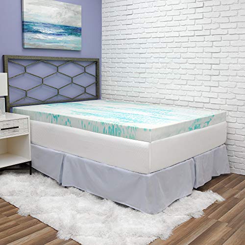 BioPEDIC 3-Inch Queen Size Mattress Topper, iCOOL Tech and Gel Swirl Medium Plush Memory Foam Mattress Topper, CertiPUR-US Certified, White, Queen Size (80