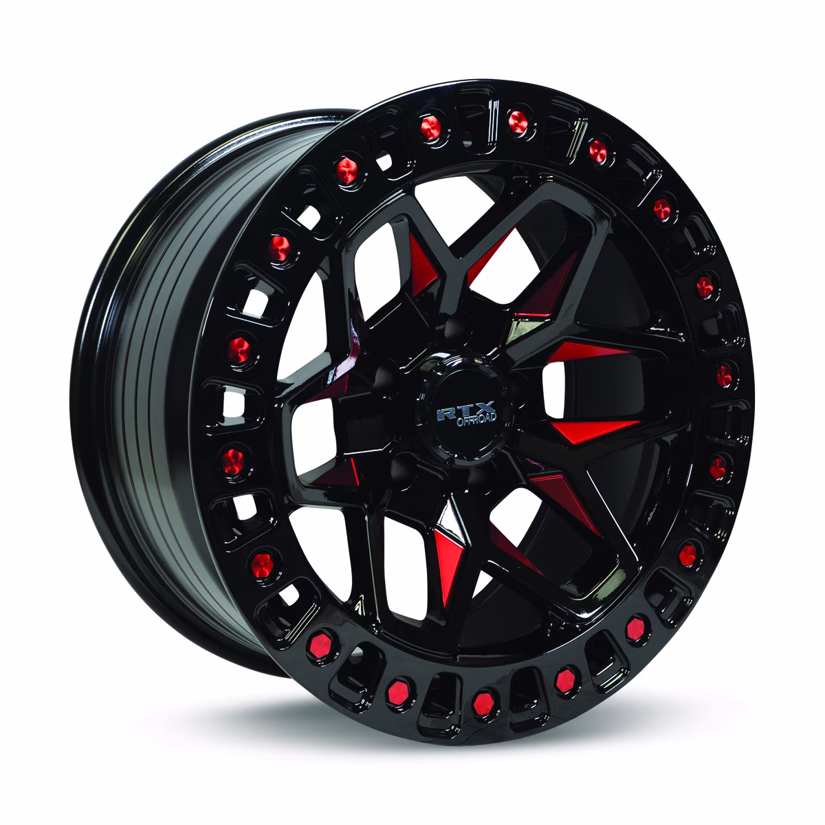 RTX Zion 18x9 5x127 ET-15 CB71.5 Gloss Black Milled Red Wheel