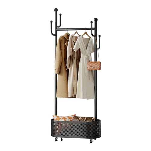 Ergocar Coat Stand. A jacket hat rack with a basket, multi -functional design. It can move stable at 360 °, suitable for placing in bed, living room and porch.