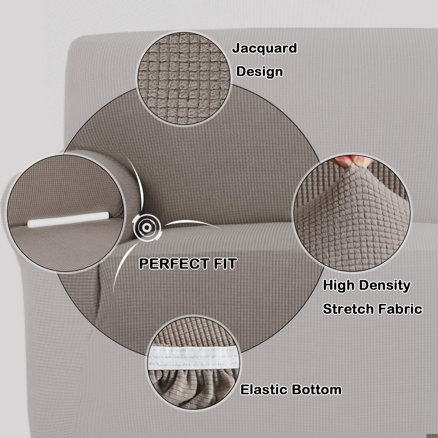 Turquoize Sofa Slipcover Bundle with Loveseat Cover Couch Covers 1 Piece Sofa Covers for 3 Cushion Couch Furniture Protector Taupe