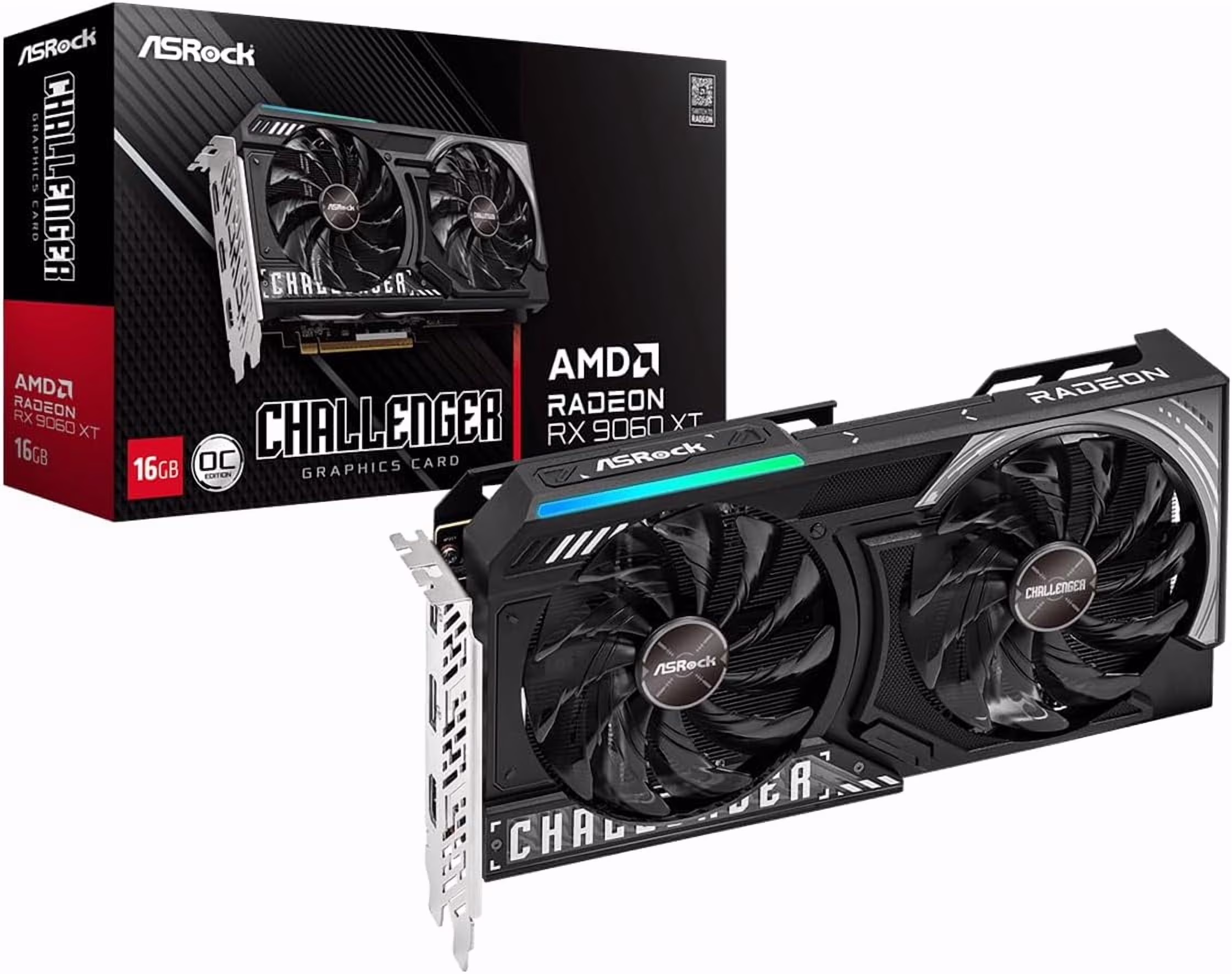 ASRock Challenger Radeon RX 9060 XT 16GB GDDR6 PCI Express 5.0 x16 Graphics Card RX9060XT CL 16GO RX 9060XT