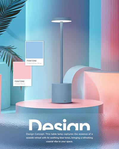 Cordless Desk Lamp, Polished Gold LED Table Lamp with 3 Colors Stepless Dimming, 5200mAh Battery Operated for Restaurant Bedroom Bars Coffee Shop Camping (2 Pack), TL01BG-2PK