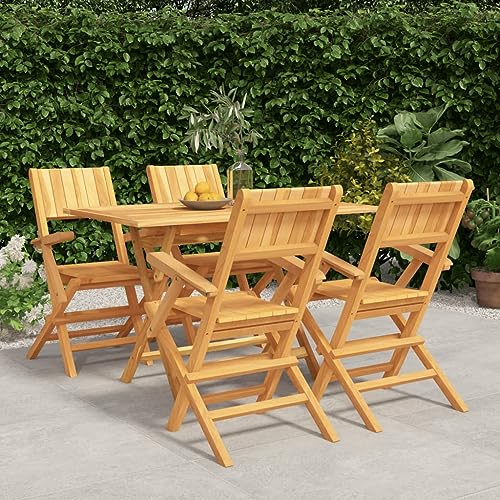 5 Piece Patio Dining Set Solid Wood Teak,Durable and Foldable Teak Wood Patio Dining Set for Outdoor Gatherings Patio Furniture Sets, Outdoor Furniture Sets