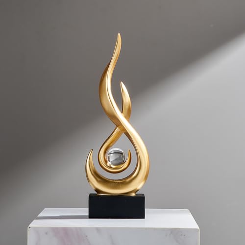 FJS White Decor Modern Flame Statue Decorations for Living Room, Resin Shelf Decor Accents, Abstract Art Sculptures Home Decor for Shelves Dining Room Office Coffee Table Centerpiece