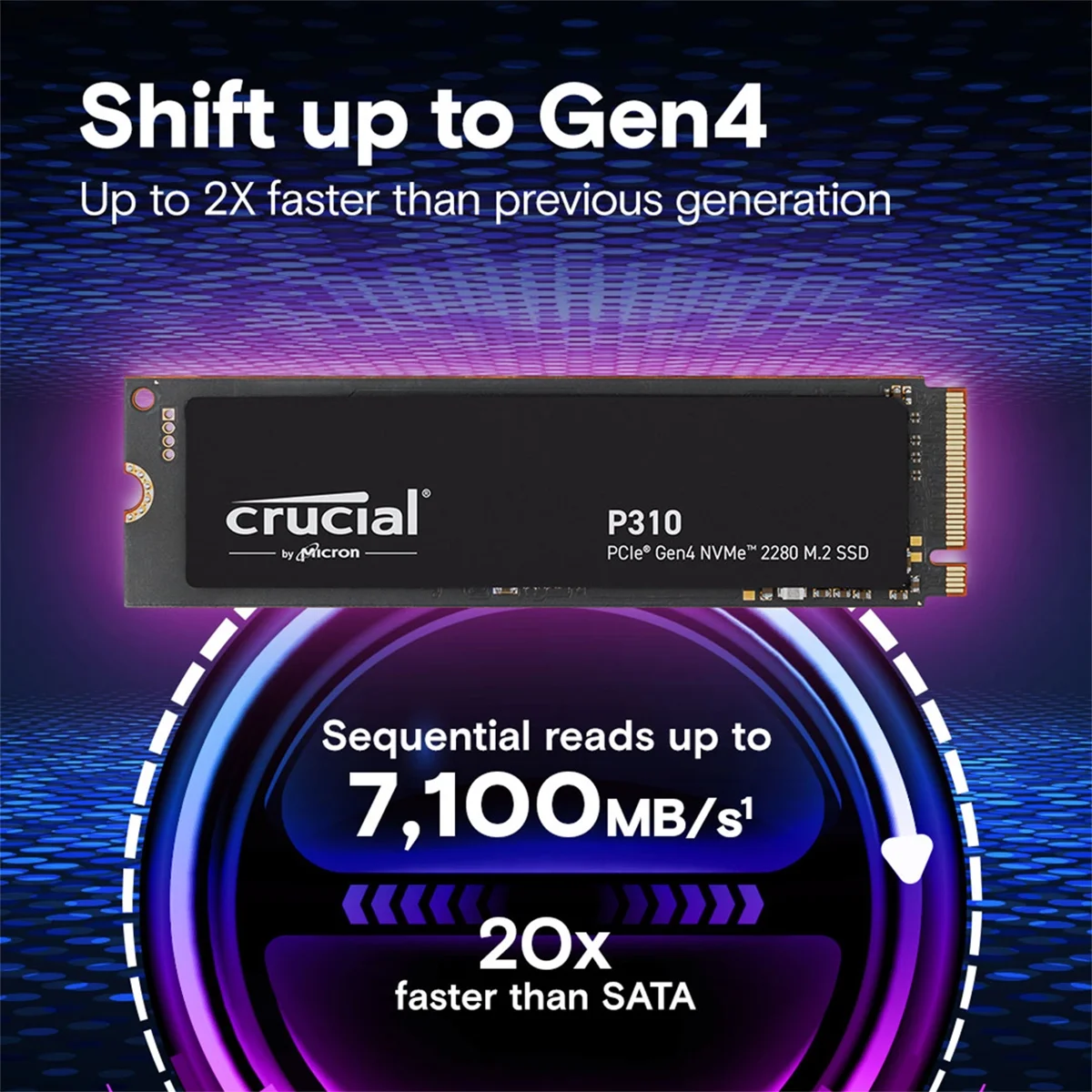 Crucial P310 M.2 2280 500GB PCI-Express 4.0 x4 NVMe 3D NAND Internal Solid State Drive (SSD) CT500P310SSD8