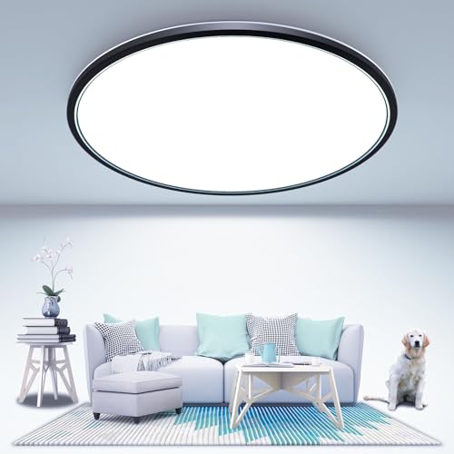 libtit 13 Inch Black Flush Mount Ceiling Light,3 Pack 3200LM 28W Ultra-Slim LED Ceiling Light,3000K/4500K/6000K Selectable Low-Profile Ceiling Light Fixture for Bedroom, Kitchen, LivingRoom