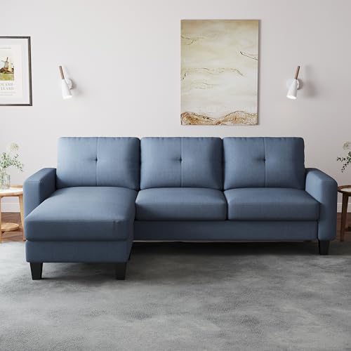 LUMISOL L Shape Couch Corner Sofa, Living Room Furniture with Polyester Fabric, Loveseat Sleeper for Small Space Living Room, Beige