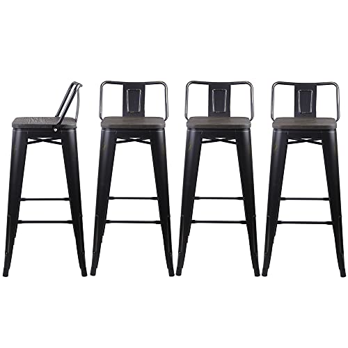 GIA 30-Inch Low-Back Bar Stool, Qty of 1, Black with Metal Seat