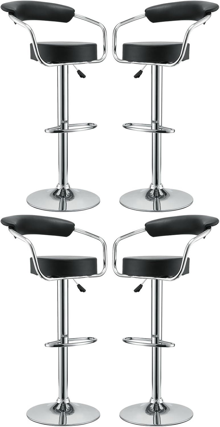 Modern Contemporary Bar Stools Set of Four Black
