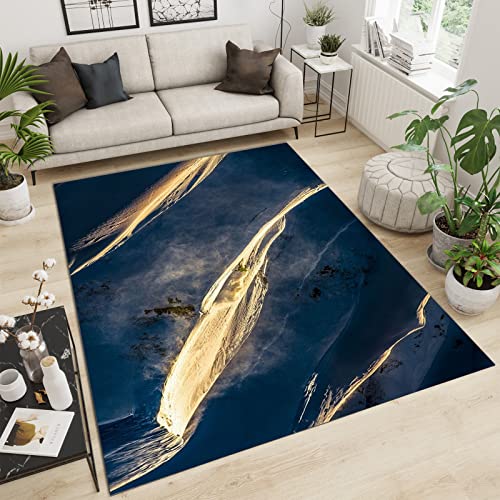 Purple Gradient Area Rugs, Gold Fashion Washable Rug, Decorative Rug Machine Washable Non Slip for Living Room Bedroom Dining Home Office-3ft×5ft