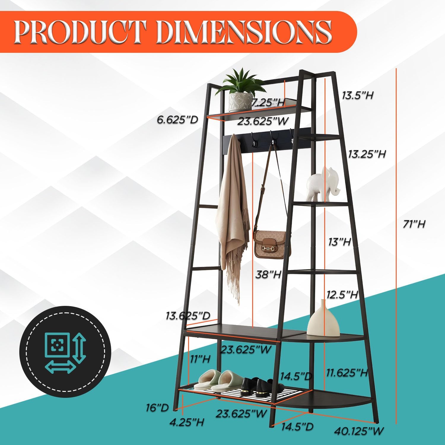 Kings Brand Furniture - Hall Tree with Storage Bench and Shelf - Entryway Bench with Shoe Storage Hooks and Coat Rack Stand with Shelf - 5 Side Corner Wood Shelves for Home Decor - Pewter