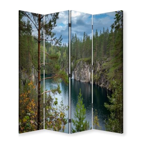 Folding Room Divider Wall Privacy Screen Campsite orange tent northern Minnesota lake sunrise autumn Portable Partition Room Separator Panel for Home Office Bedroom 6 Panel
