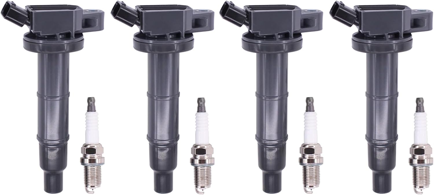 MOTOKU Ignition Coil and Spark Plug for Toyota Camry Highlander Corolla RAV4 Matrix Solara 2.4