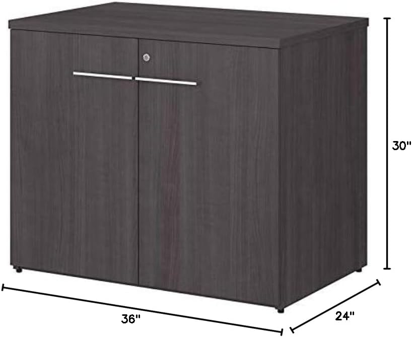 Bbf Office 500 36W Storage Cabinet with Doors in Storm Gray - Engineered Wood