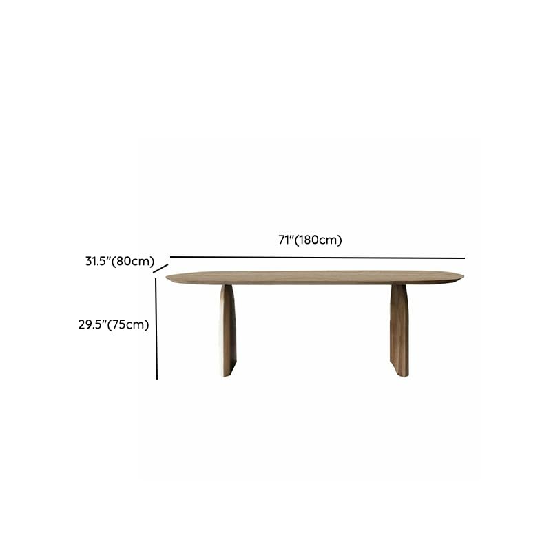 LITFAD Modern Dining Room Table Oval Natural Solid Wood Fixed Table Standard Height Furniture Restaurant Table, 55.1