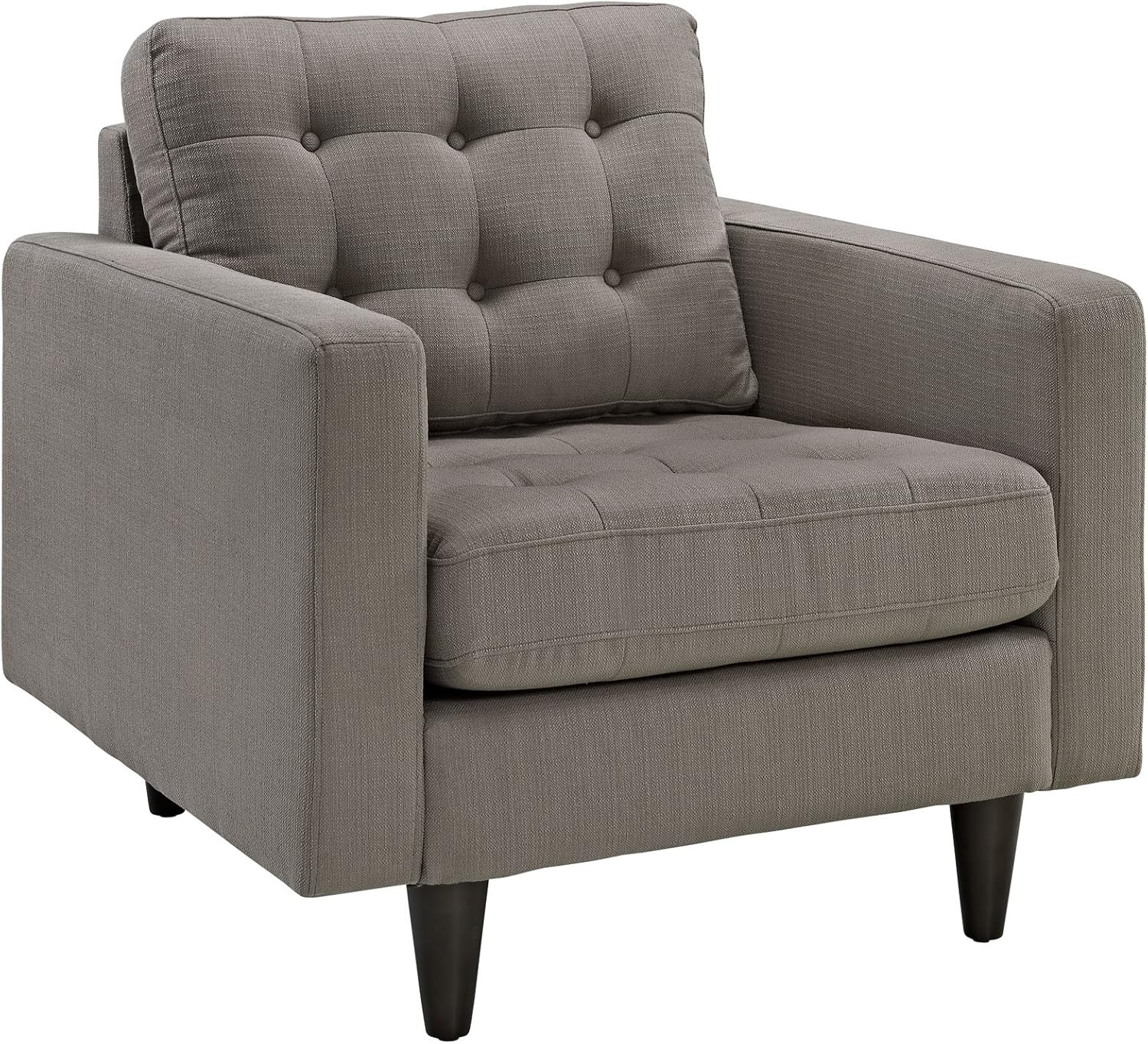 Mid Modern Lounge Glam Armchair, Gray Fabric
