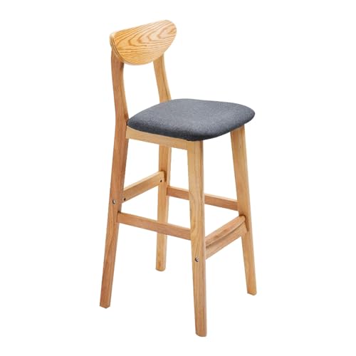 Tall bar stools Exquisite Bar Chair Solid Wood Counter Bar Stools Chair with Backrest and Footrest Fashion High Stool Home Furniture Easy to Move