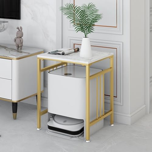Universal Sweeper Storage Cabinet Sofa Corner Table Shelf Scandinavian Living Room Side Table Shelf(Gold,51x45x60cm)