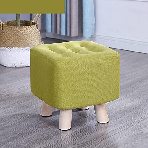 Foot Stool Square Footstool Cotton and Linen Foot Stools Wood Leg Stool for The Bedroom for Living Room,Purple-29x29x35cm