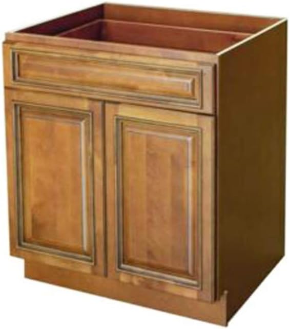 New Brown 27 inch Kitchen Traditional Cabinet Single Drawer & Double Door Base Wall Birch Solid Wood Hardwood Plywood 27