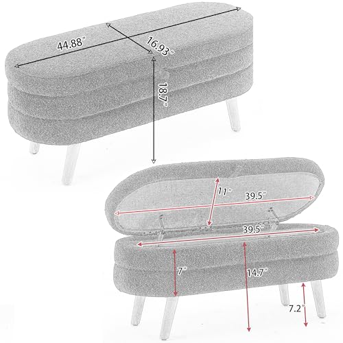 Storage Ottoman Bench for Bedroom end of Bed, Modern End-of-Bed Ottoman, Upholstered Entryway Ottoman with Wooden Legs, Upholstered Storage Cabinet for Living Room Bedroom (Black)