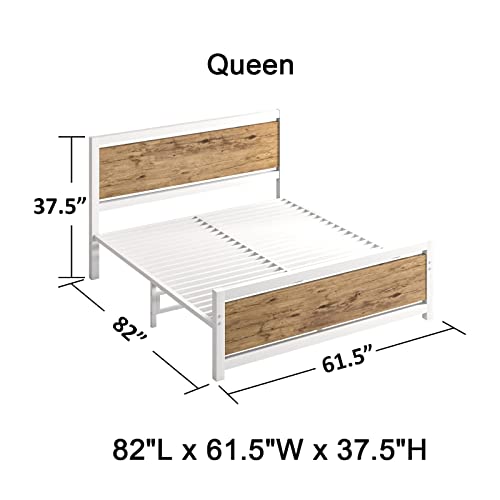 Full Size Metal Platform Bed Frame with Black Wooden Headboard and Footboard, Heavy Duty Metal Slats Support, No Box Spring Needed, Mattress Foundation, Noise-Free, Easy Assembly, All Black