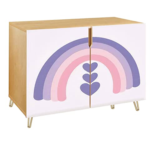 Scandinavian rainbow simple colors for nursery room decor Wooden Door Accent Cabinet 2 Doors Storage Table Bar Cabinet TV Stand Entryway Cabinet Sideboard for Kitchen Living Room Hallway