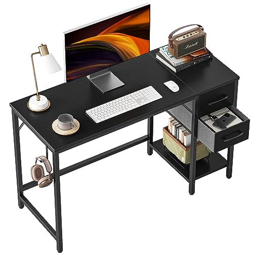 Cubiker Computer Home Office Desk with Drawers, 40 Inch Small Desk Study Writing Table, Modern Simple PC Desk, Black