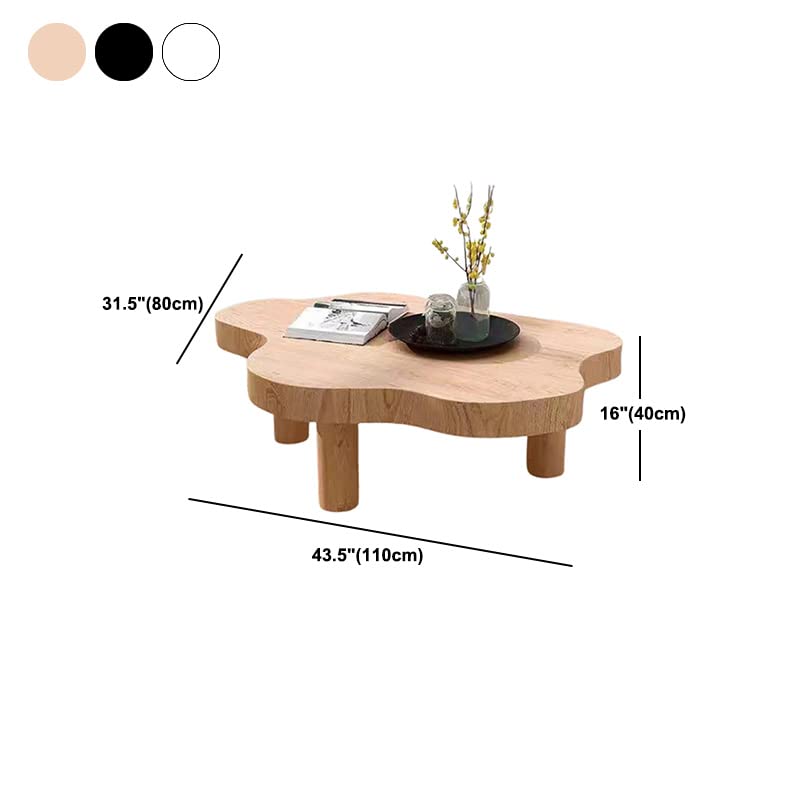 LITFAD Scandinavian Free Form Coffee Table with 3 Wooden Legs in Pine Wood Modern Solid Wood Living Room Table - Natural