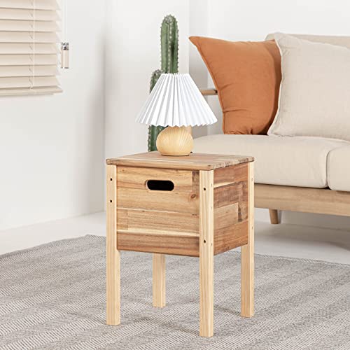 Goodsdeco Wood End Table with Storage, End Table for Living Room Bedroom, Entryway Bedside Cavinets Table, Storage Shelf (Natural)