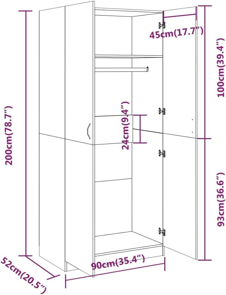 Wardrobe Brown Oak 90x50x200 cm Engineered Wood.Cabinets & Storage,Cupboards & Wardrobes