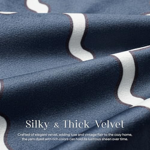 Phantoscope Set of 4 New Living Series Leaf Geometric Throw Decorative Velvet Pillow Cover Cushion Cover, Dark Blue 20 x 20 inches 50 x 50 cm