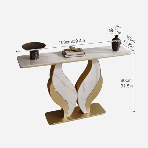 Console Table, Rectangle Narrow Accent Foyer Table, Extra Long Entryway Table with Double Arc Base, Entryway Table for Living Room, Hallway, Entrance(White)