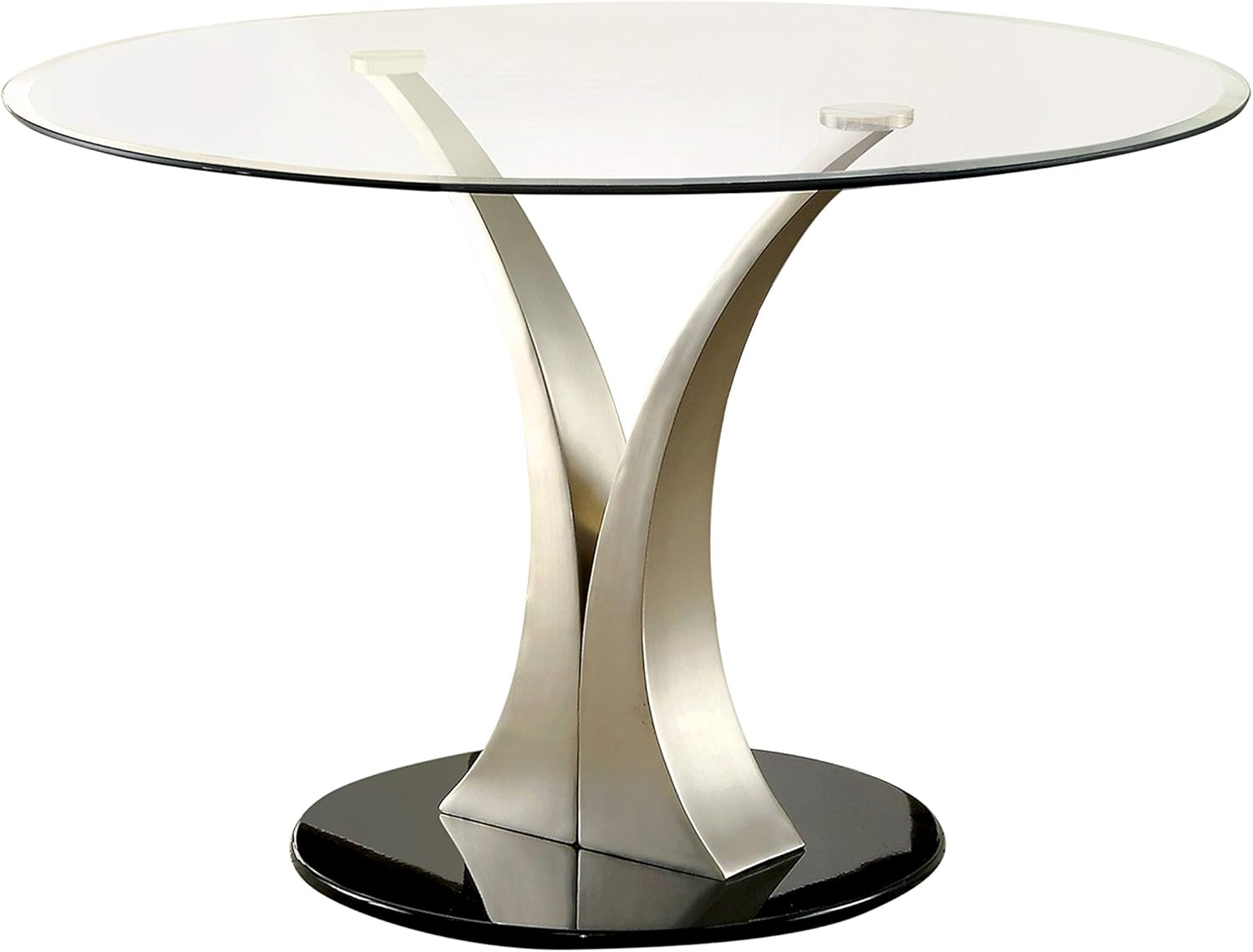 24/7 Shop at Home Dyana Contemporary Glass Top Dining Table, Silver and Black