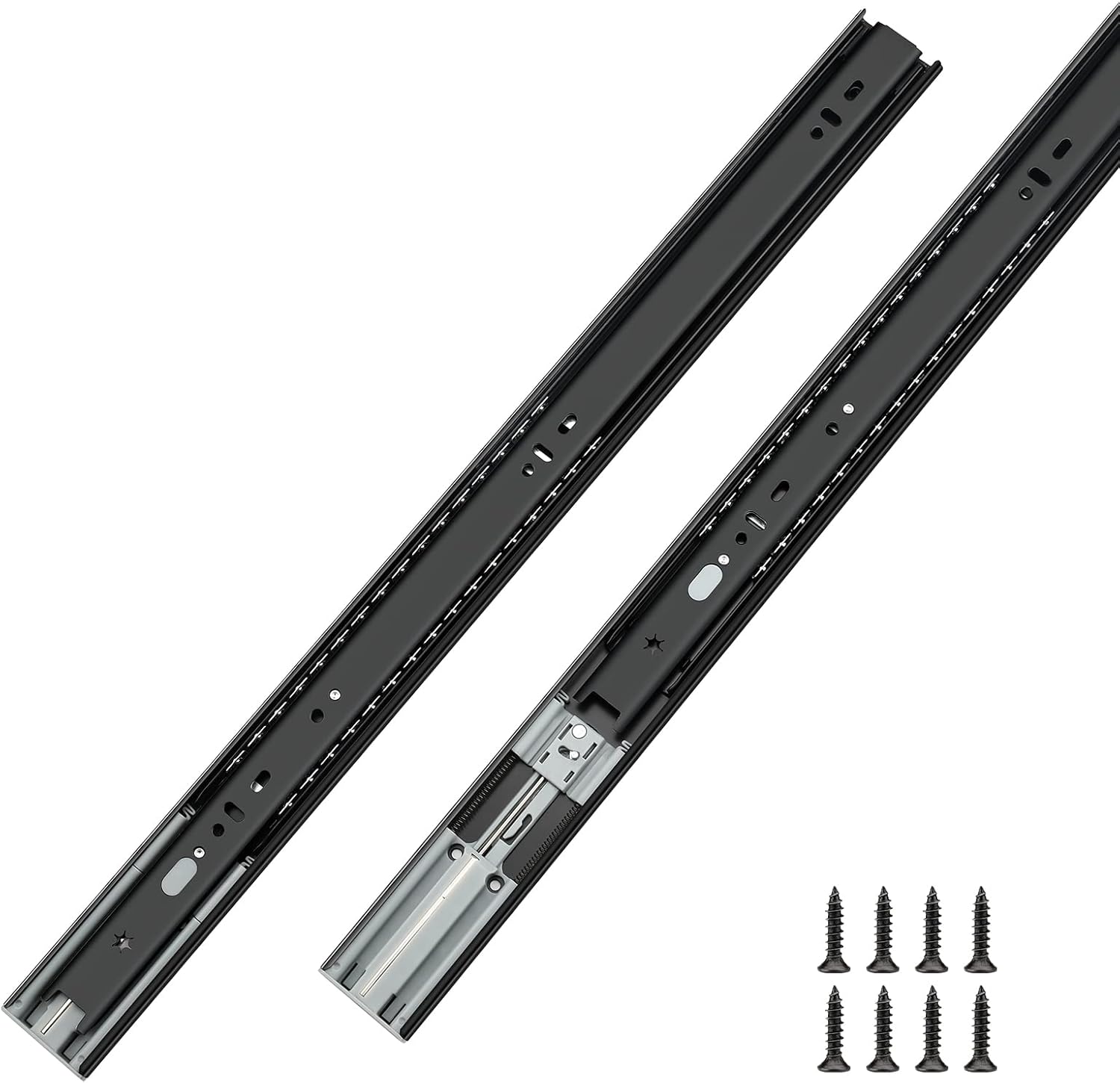 LONTAN Soft Close Drawer Slides 24 Inch Drawer Slides Black 10 Pairs - Heavy Duty Drawer Slides Ball Bearing Drawer Slides 3 Section Full Extension Slides for Drawer, 100LB Capacity