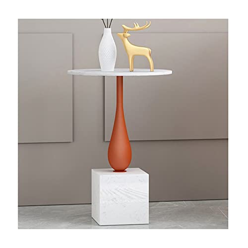 Tea Table for Living Room Round Side Table Modern Decor Metal Frame Small Coffee Table Living Room Office Sofa Edge Marble Countertop Corner Table Bedroom Bedside Table End Table End Tables (Color :