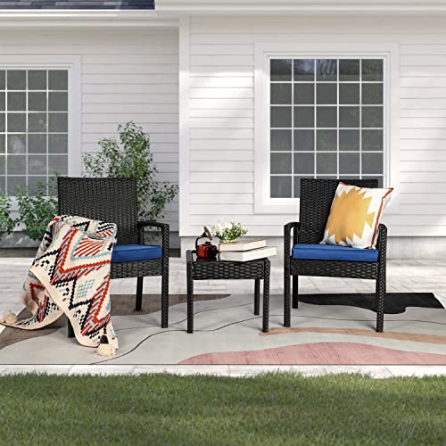 3 Piece Outdoor Patio Furniture Sets, Patio Furniture Set 3 Piece, Porch Deck Furniture, Wicker Patio Chairs, Rattan Wicker Furniture, Beige