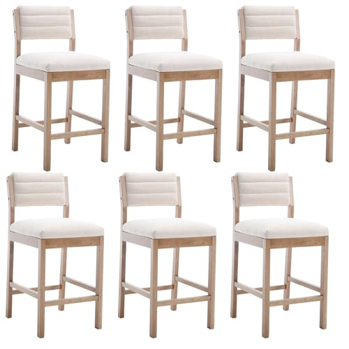 Wahson 26 Inch Farmhouse Armless Bar Stools, Set of 2 Velvet Counter Stools with Backs Upholstered Counter Height with Brown Wooden Legs for Dining Room/Counter Bar/Kitchen Island, Green