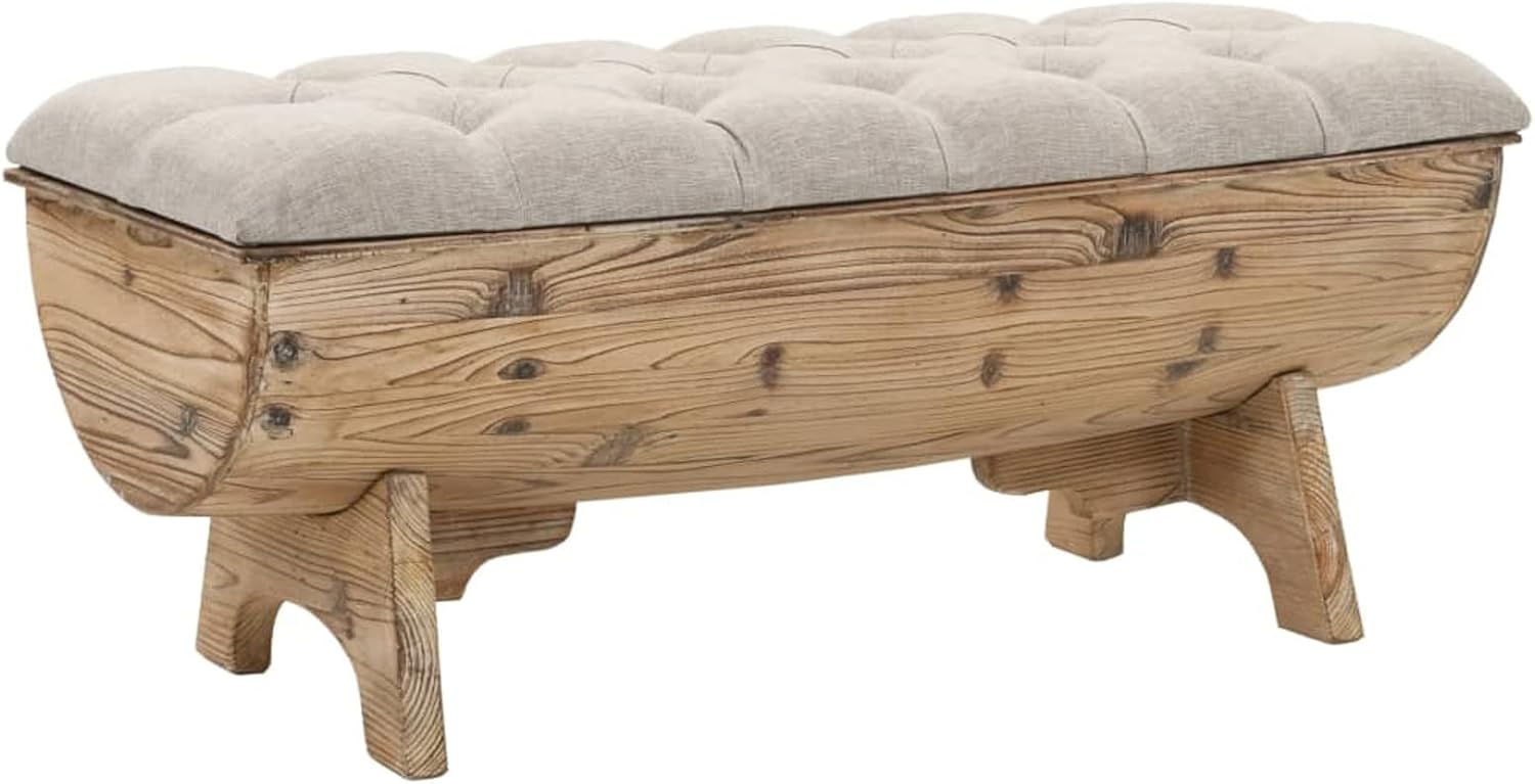Tidyard Wooden Storage Bench, Padded Seat Storage Box, Fir Wood Hall Bench for Bedroom, Closet, Entryway, Hallway, Home Furniture 40.6 x 20.1 x 17.3 Inches (L x W x H)