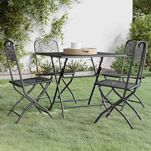 Patio Furniture Sectional Garden Furniture Picnic Table Set Sunroom Furniture 5 Piece Patio Dining Set Expanded Metal Mesh Anthracite Suitable for Terraces, Gardens, Courtyards, Apartments