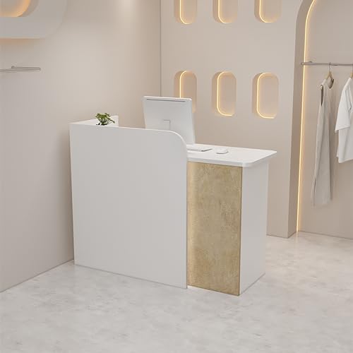 Front Desk Reception Counter Modern Reception Counter Desk with Lockable Drawers Company Counter Front Desk with Counter for Supermarket Hotel Clothing Store Milk Tea Shop.(Pink,80x50x100cm)