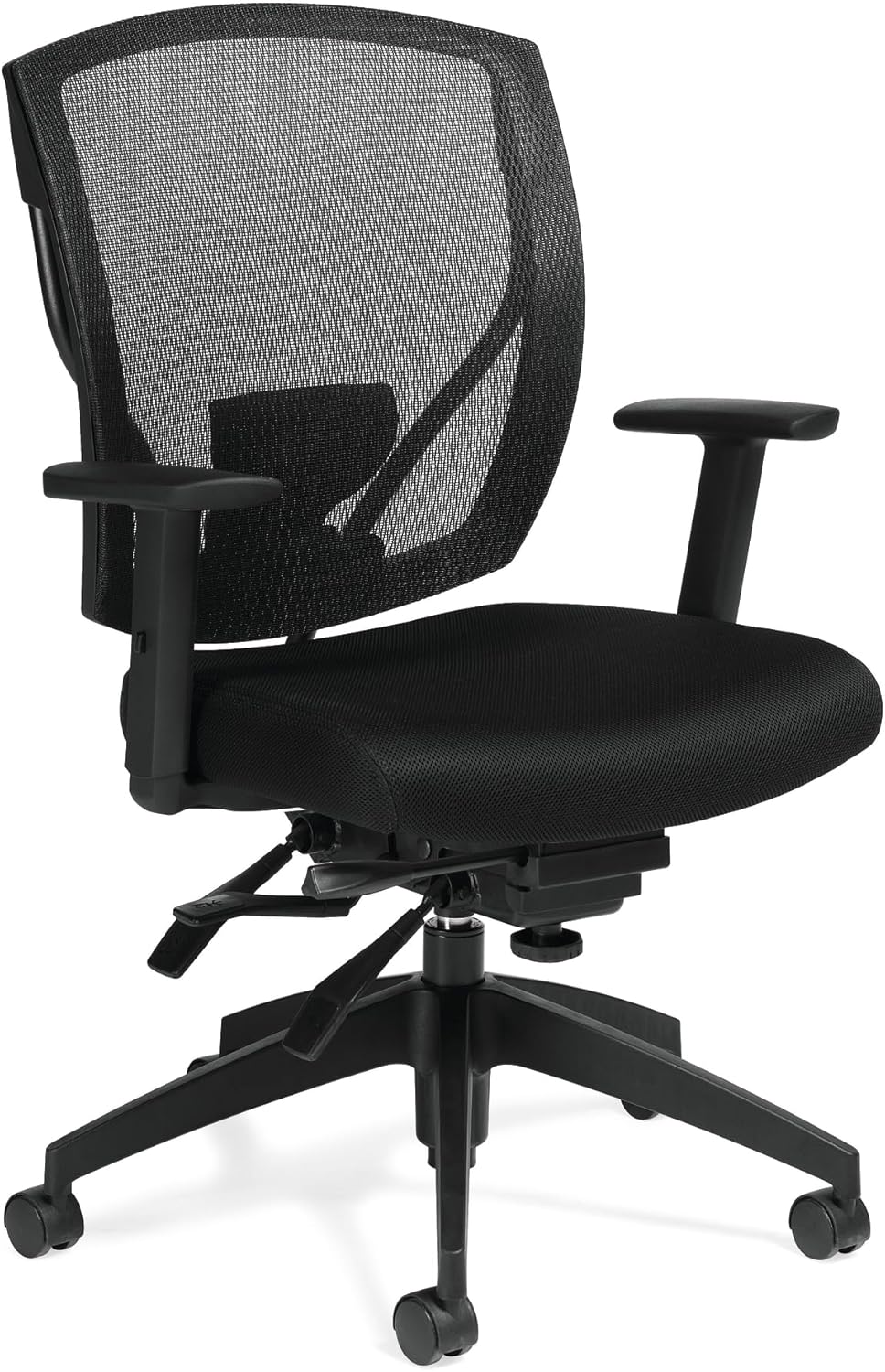 Offices To Go Global Mesh Multi-Function Task Chair with Arms, Black (OTG2803B)