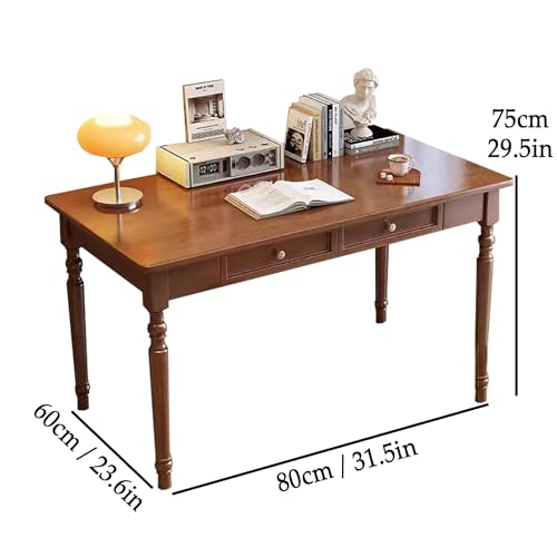 All Solid Wood Desk Home Study Room Bedroom Vintage Computer Desk Old School Writing Table Old Money Style Coffee Table Drawing Workstation Painting Workbench for Working and Studying
